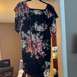 ODDY Floral Mini Dress - Navy and Pink